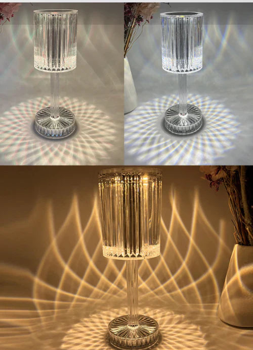 Dimmable Crystal Table Lamp with Modern Lighting - Seraphine-Transparent-Rechargeable (touch) - 3 colours-8.5x25cm-State of Style