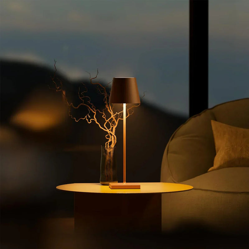 Dimmable Long Table Lamp - LumiLuxe-Matte Brown-State of Style