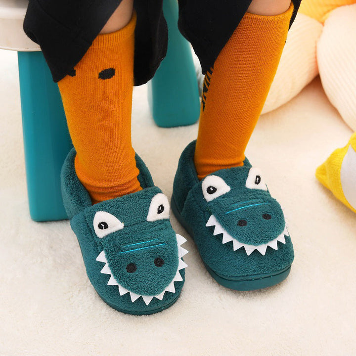 Dino Cuddly Slippers – Soft and Warm Slippers for Toddlers-Blue-140 (13.2cm)-State of Style