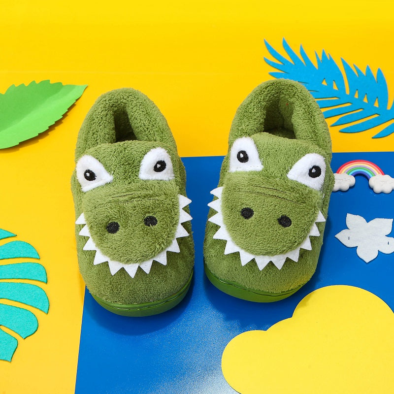 Dino Cuddly Slippers – Soft and Warm Slippers for Toddlers-Green-140 (13.2cm)-State of Style
