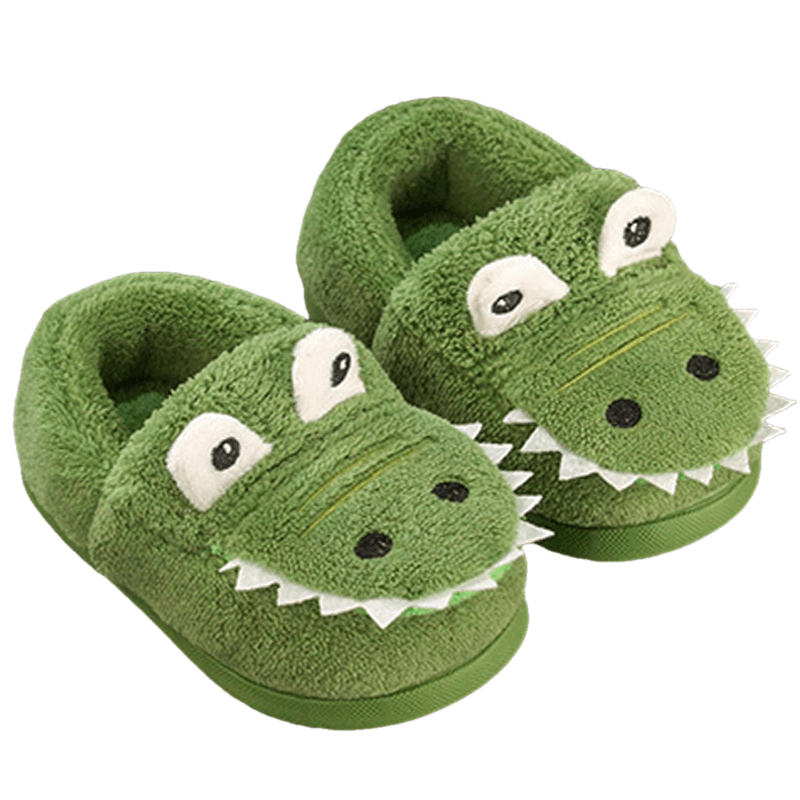 Dino Cuddly Slippers – Soft and Warm Slippers for Toddlers-Green-140 (13.2cm)-State of Style