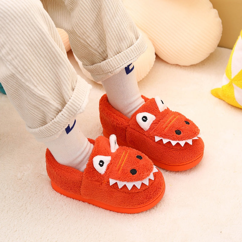 Dino Cuddly Slippers – Soft and Warm Slippers for Toddlers-Orange-Red-140 (13.2cm)-State of Style