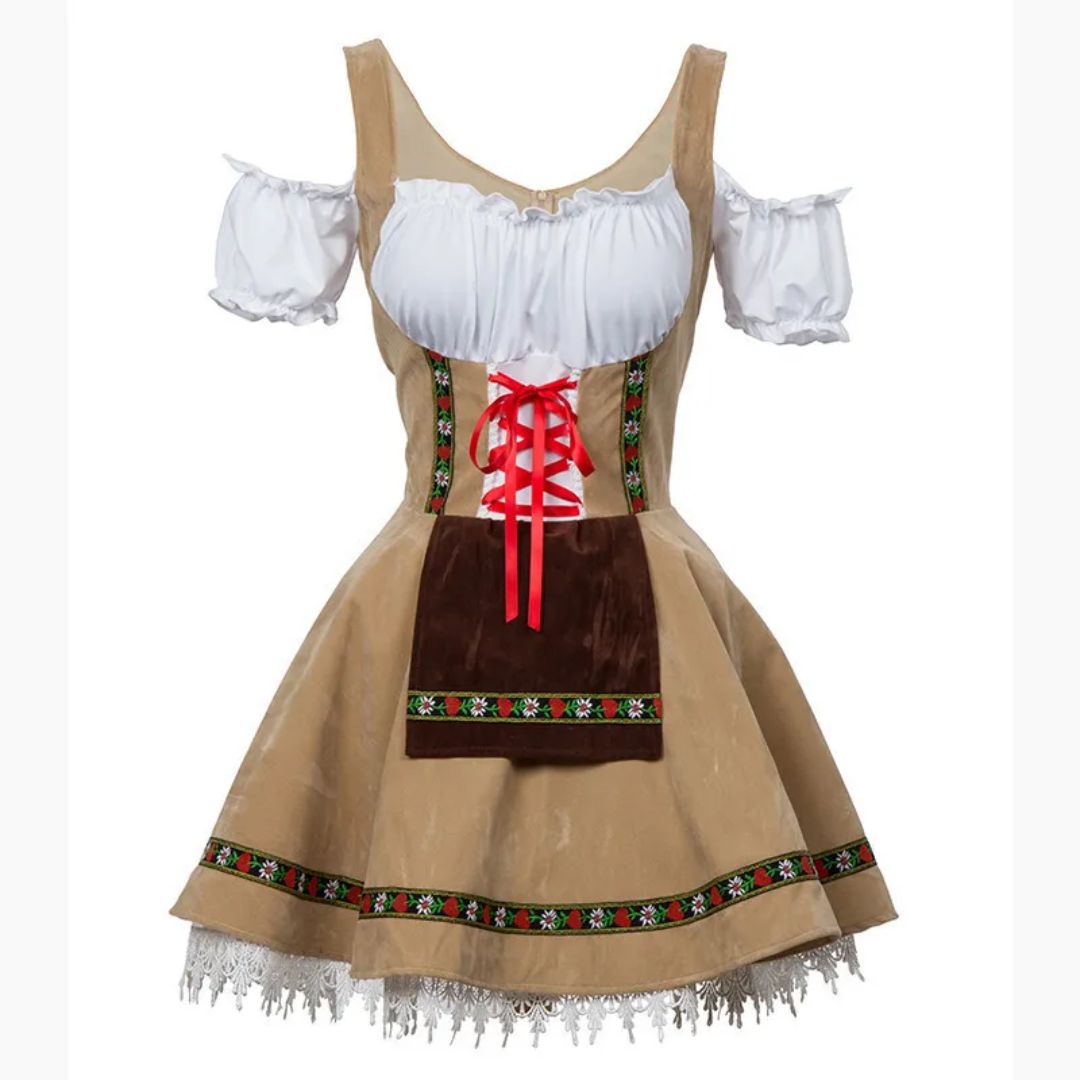 Dirndl Amanda – Traditional Bavarian Oktoberfest Costume-Khaki-S-State of Style