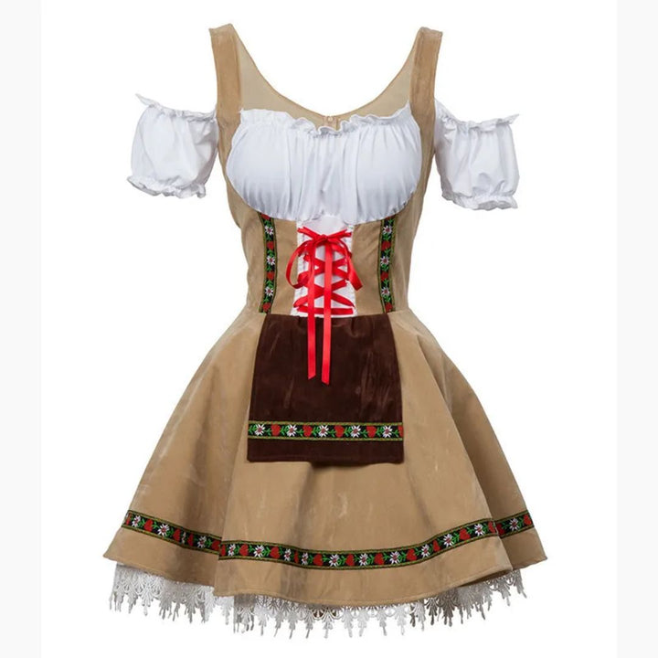 Dirndl Amanda – Traditional Bavarian Oktoberfest Costume-Khaki-S-State of Style