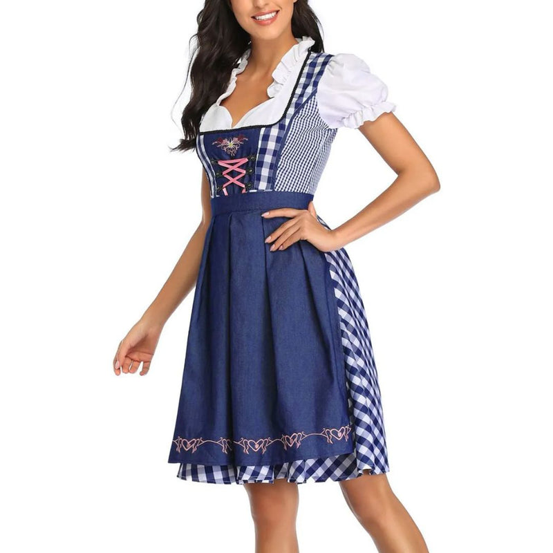 Dirndl Andrea – Traditional Bavarian Oktoberfest Dress-Blue Checkered-XS-State of Style