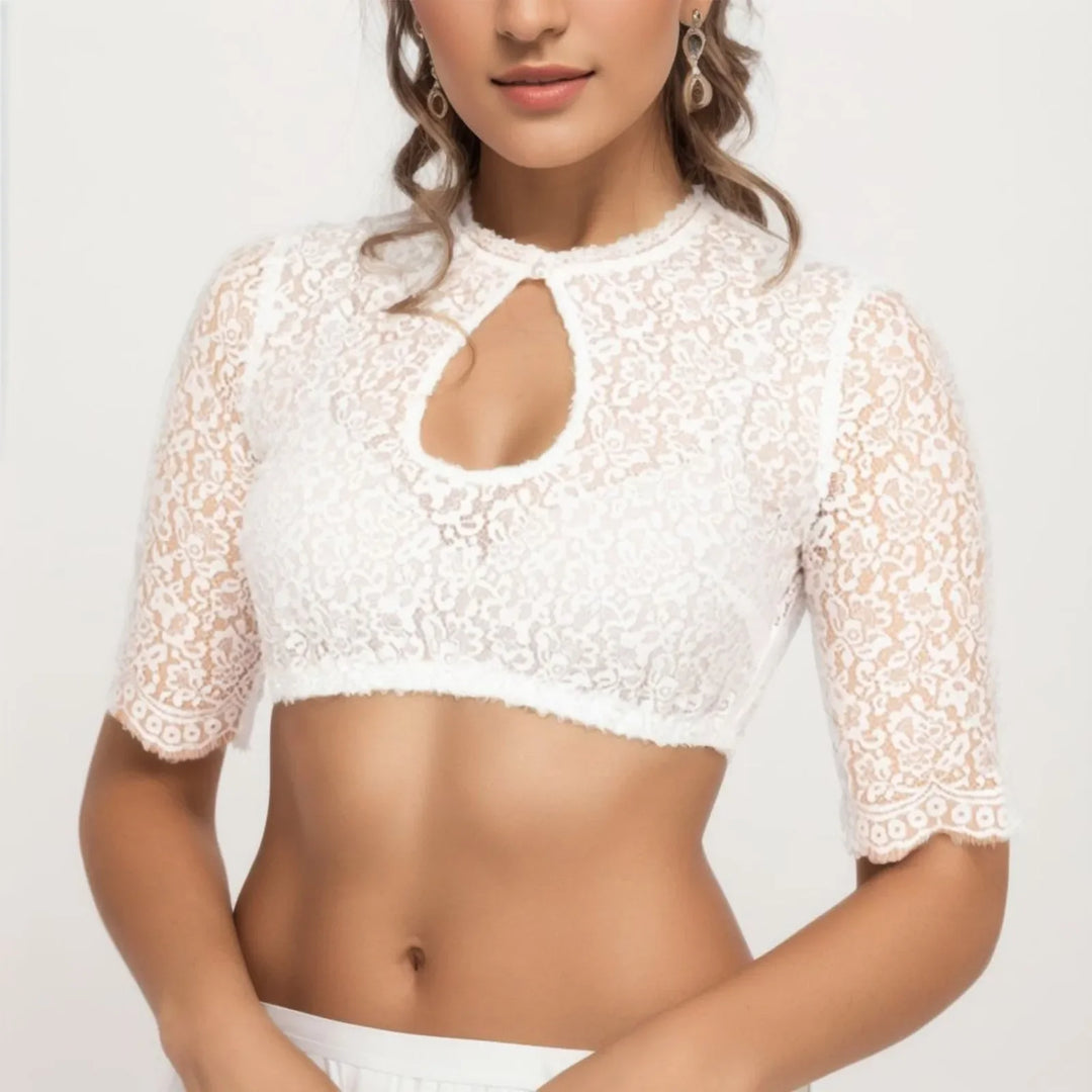 Dirndl Blouse Hannelore – Elegant Lace Wrap Top for Oktoberfest-S-State of Style