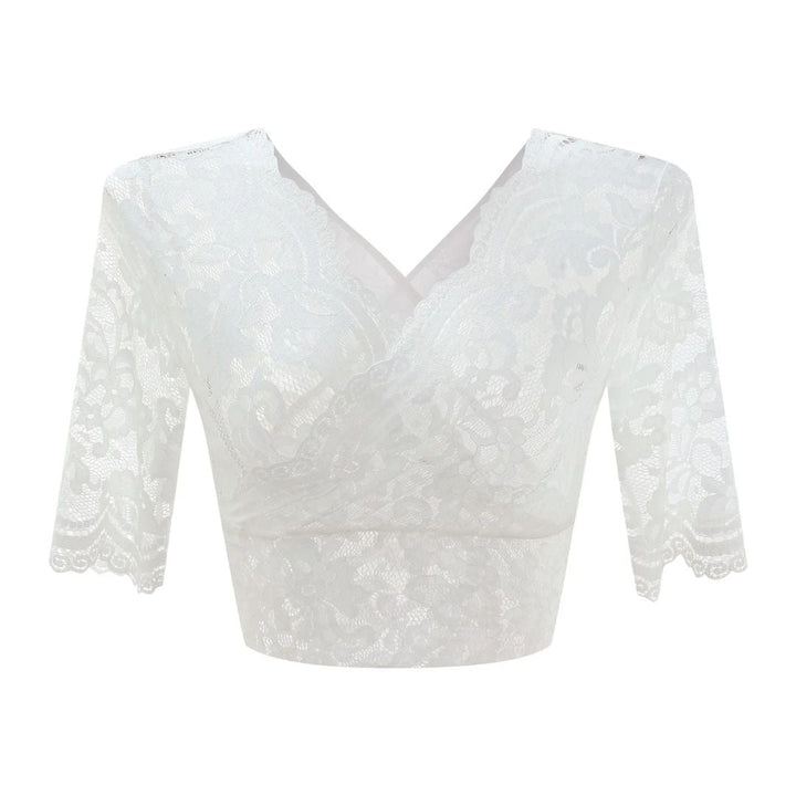 Dirndl Blouse Jaqueline – Elegant Lace Oktoberfest Crop Top-White-S-State of Style