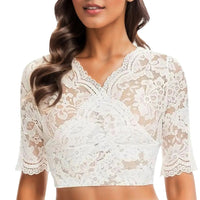 Dirndl Blouse Jaqueline – Elegant Lace Oktoberfest Crop Top-White-S-State of Style