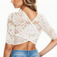 Dirndl Blouse Jaqueline – Elegant Lace Oktoberfest Crop Top-White-S-State of Style