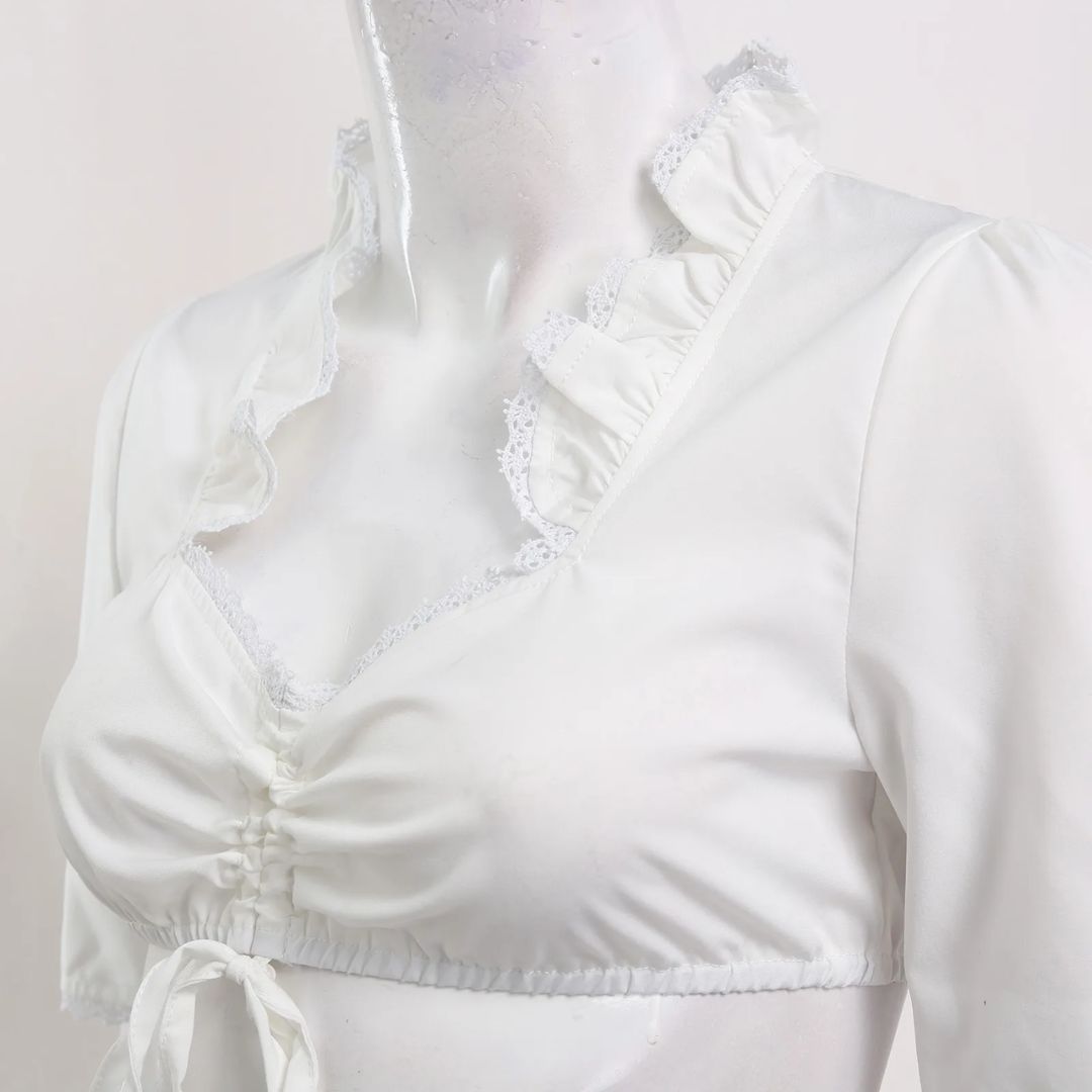 Dirndl Blouse Josephine – Elegant Lace Oktoberfest Crop Top-S-State of Style