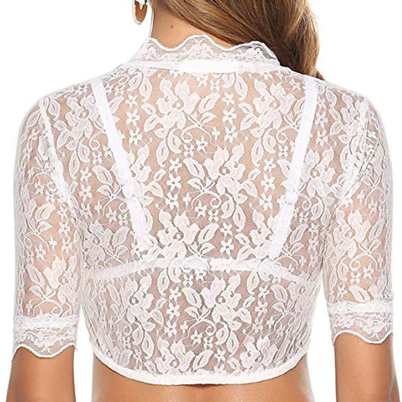 Dirndl Blouse Juliana – Elegant Lace Oktoberfest Crop Top-White-S-State of Style
