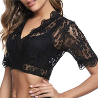 Dirndl Blouse Juliana – Elegant Lace Oktoberfest Crop Top-White-S-State of Style