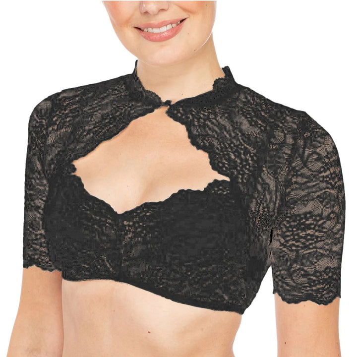 Dirndl Blouse Katherina – Plus Size Lace Oktoberfest Crop Top-Black-S-State of Style