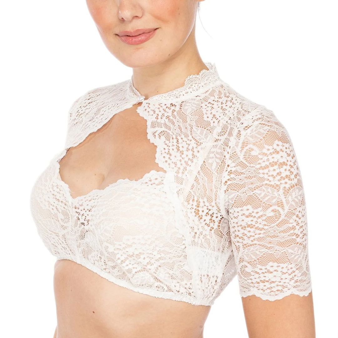 Dirndl Blouse Katherina – Plus Size Lace Oktoberfest Crop Top-White-S-State of Style