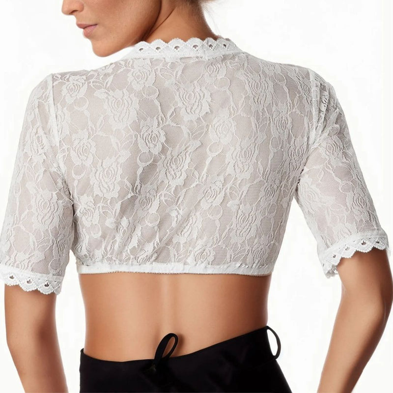 Dirndl Blouse Lucy – Elegant Lace Oktoberfest Crop Top-S-State of Style