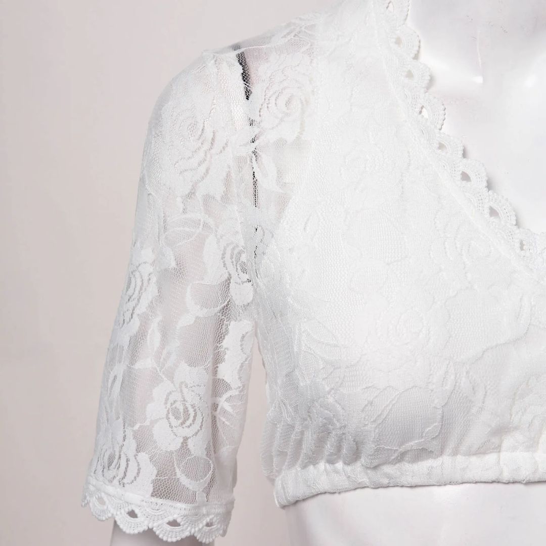 Dirndl Blouse Lucy – Elegant Lace Oktoberfest Crop Top-S-State of Style