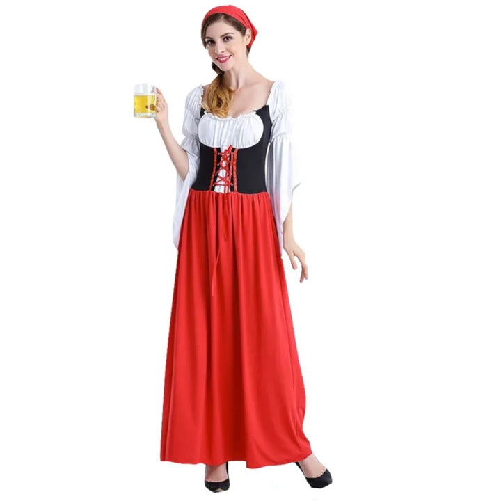 Dirndl Carissa – Vibrant Red Bavarian Oktoberfest Dress-S-State of Style