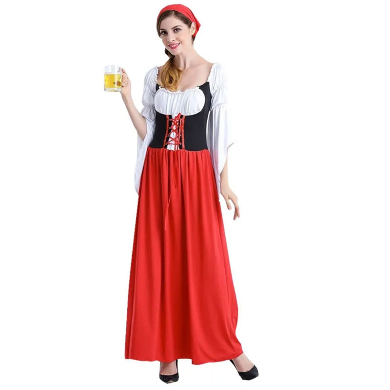 Dirndl Carissa – Vibrant Red Bavarian Oktoberfest Dress-S-State of Style