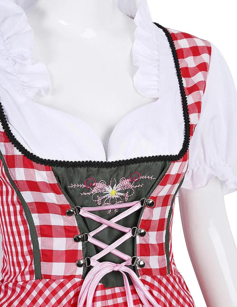 Dirndl Ida: Women's Bavarian Beer Maiden Costume with Apron-Red-S-State of Style