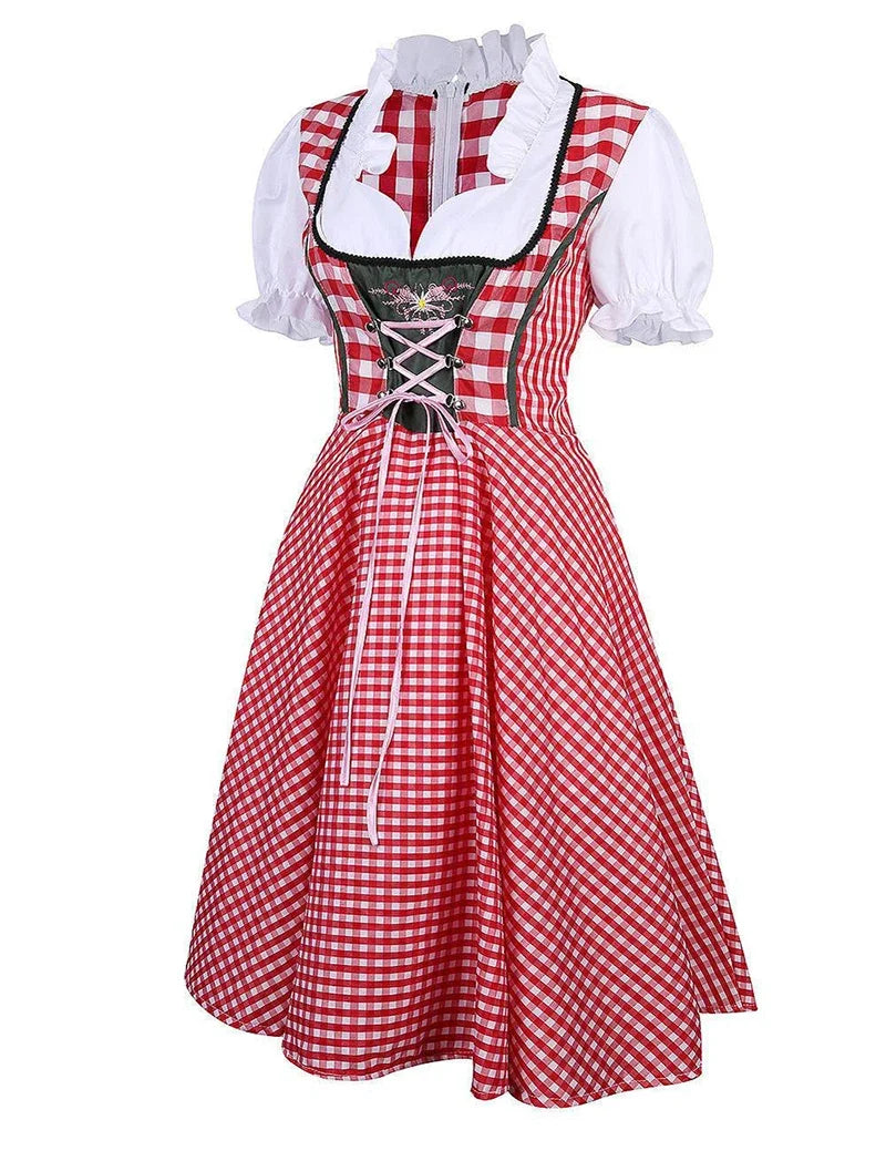 Dirndl Ida: Women's Bavarian Beer Maiden Costume with Apron-Red-S-State of Style