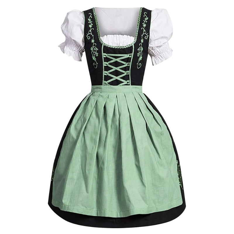 Dirndl Marivic – Traditional Bavarian Oktoberfest Dress with Apron-Green-M-State of Style