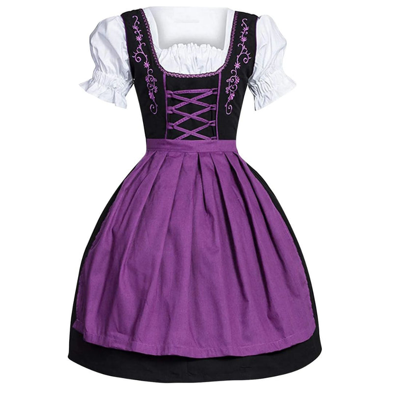 Dirndl Marivic – Traditional Bavarian Oktoberfest Dress with Apron-Purple-M-State of Style