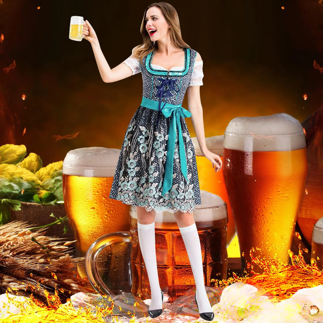 Dirndl Mechthild - Sexy Vintage Gothic Dress for Oktoberfest-Blue Lake-S-State of Style