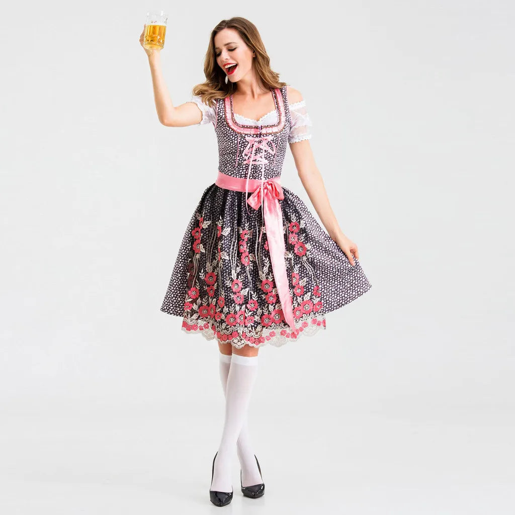 Dirndl Ottilie - Traditional Oktoberfest Costume Dress for Women-Blue Green-S-State of Style