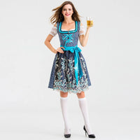 Dirndl Ottilie - Traditional Oktoberfest Costume Dress for Women-Blue Green-S-State of Style