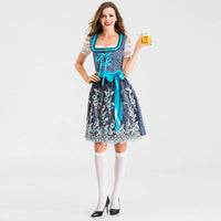 Dirndl Ottilie - Traditional Oktoberfest Costume Dress for Women-Blue Green-S-State of Style