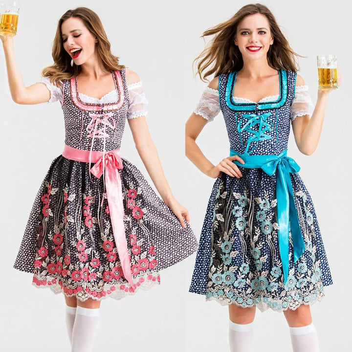 Dirndl Ottilie - Traditional Oktoberfest Costume Dress for Women-Blue Green-S-State of Style