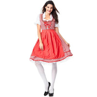 Dirndl Queenie – Bavarian Oktoberfest Dress with Red Check Pattern-S-State of Style