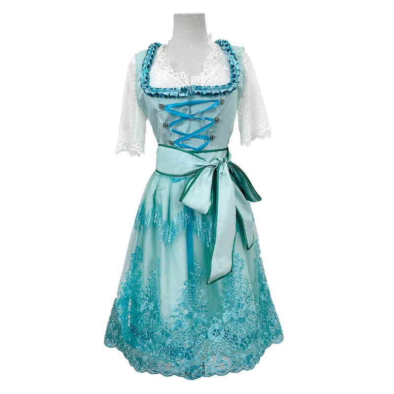Dirndl Theresa – Traditional Bavarian Oktoberfest Dress with Print-Blue-S-State of Style