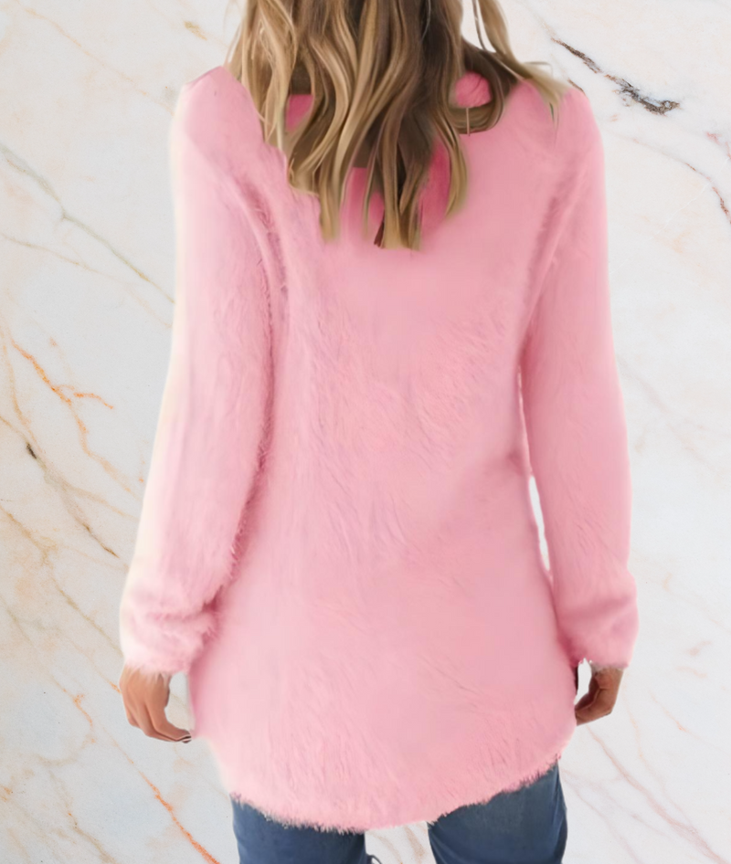 Divisha – Long Semi-Furry Sweater with a Flattering Fit-S-Beige-State of Style