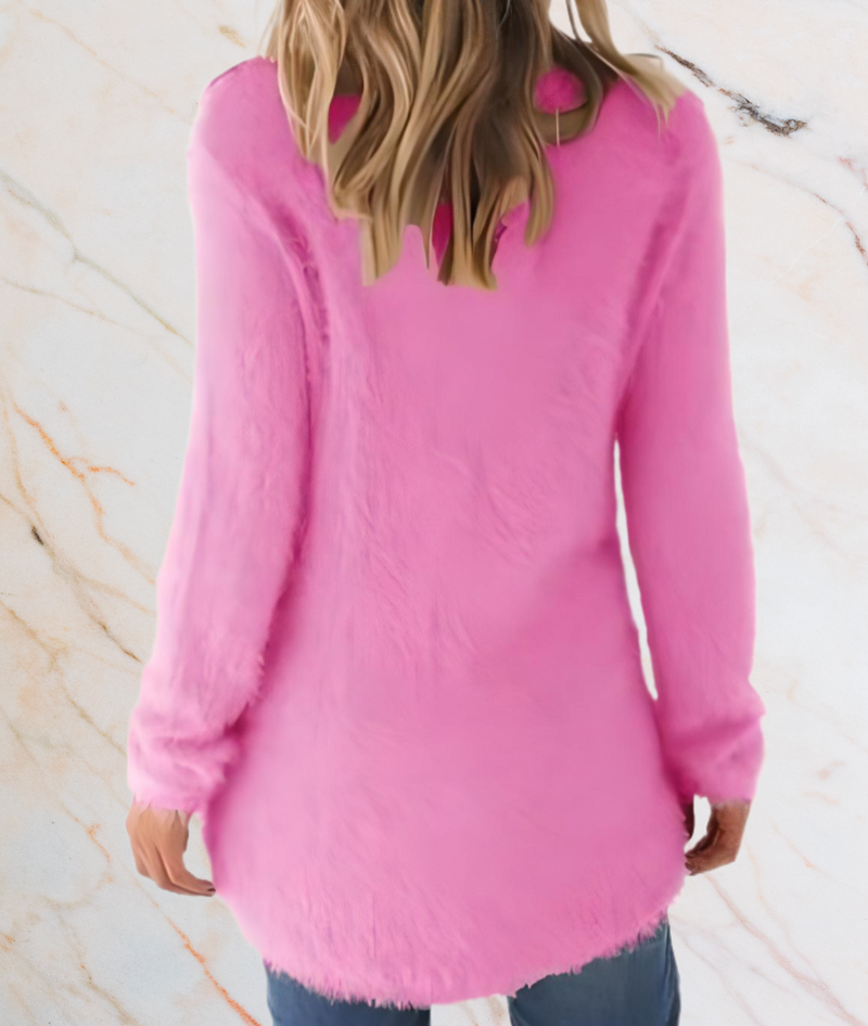 Divisha – Long Semi-Furry Sweater with a Flattering Fit-S-Beige-State of Style