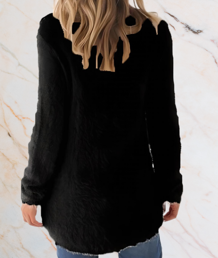 Divisha – Long Semi-Furry Sweater with a Flattering Fit-S-Beige-State of Style