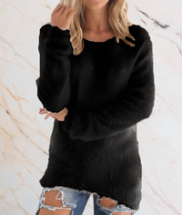 Divisha – Long Semi-Furry Sweater with a Flattering Fit-S-Black-State of Style
