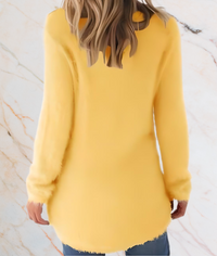 Divisha – Long Semi-Furry Sweater with a Flattering Fit-S-Yellow-State of Style