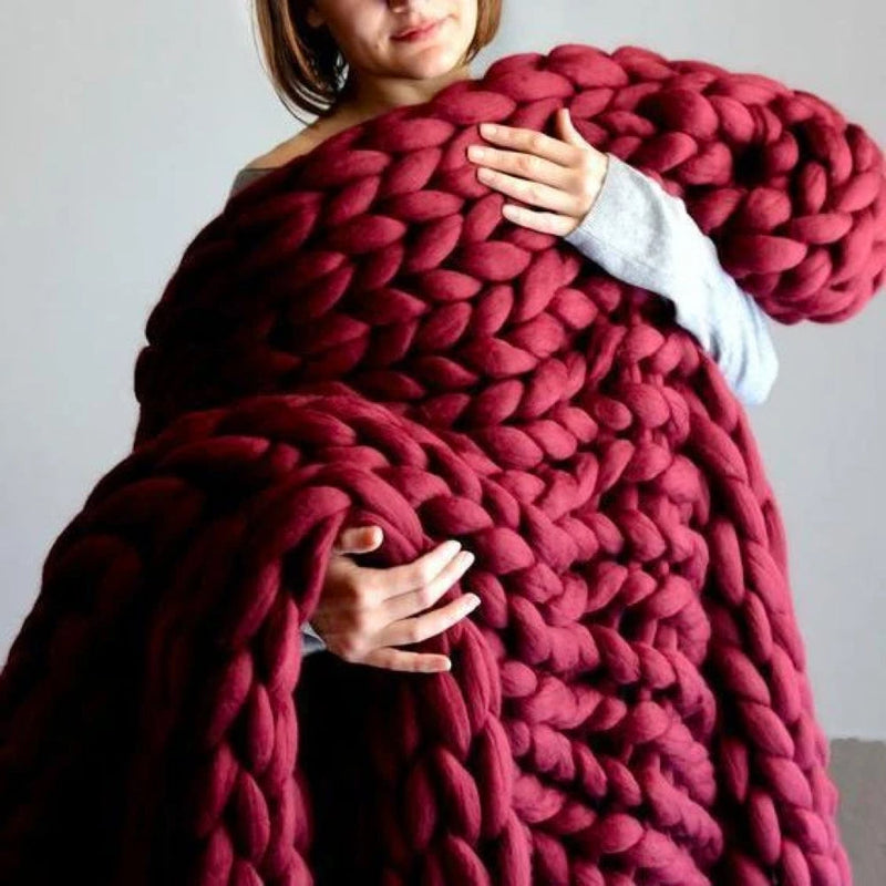 DIY Chunky XL Wool Yarn for Super Soft Blanket - CosyWeave-Bordeaux Red-State of Style