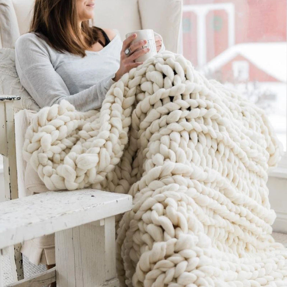 DIY Chunky XL Wool Yarn for Super Soft Blanket - CosyWeave-White-State of Style