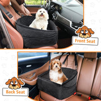 Dog seat with seat belt & storage compartments-Black-State of Style