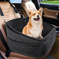 Dog seat with seat belt & storage compartments-Black-State of Style