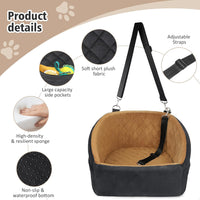 Dog seat with seat belt & storage compartments-Black-State of Style