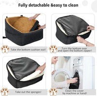 Dog seat with seat belt & storage compartments-Black-State of Style