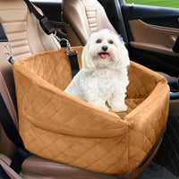 Dog seat with seat belt & storage compartments-Brown-State of Style