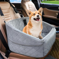 Dog seat with seat belt & storage compartments-Grey-State of Style