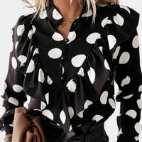 Dotted flounce blouse with a flowing cut – Tabea-Black-S-State of Style