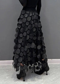 Dotted Print Flared Skirt – Maëlle-Black-State of Style