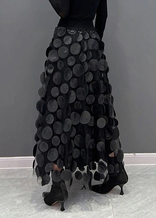 Dotted Print Flared Skirt – Maëlle-Black-State of Style