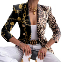 Double-Breasted Women's Blazer with Lapels – Eleganza-Black-Brown-S-State of Style